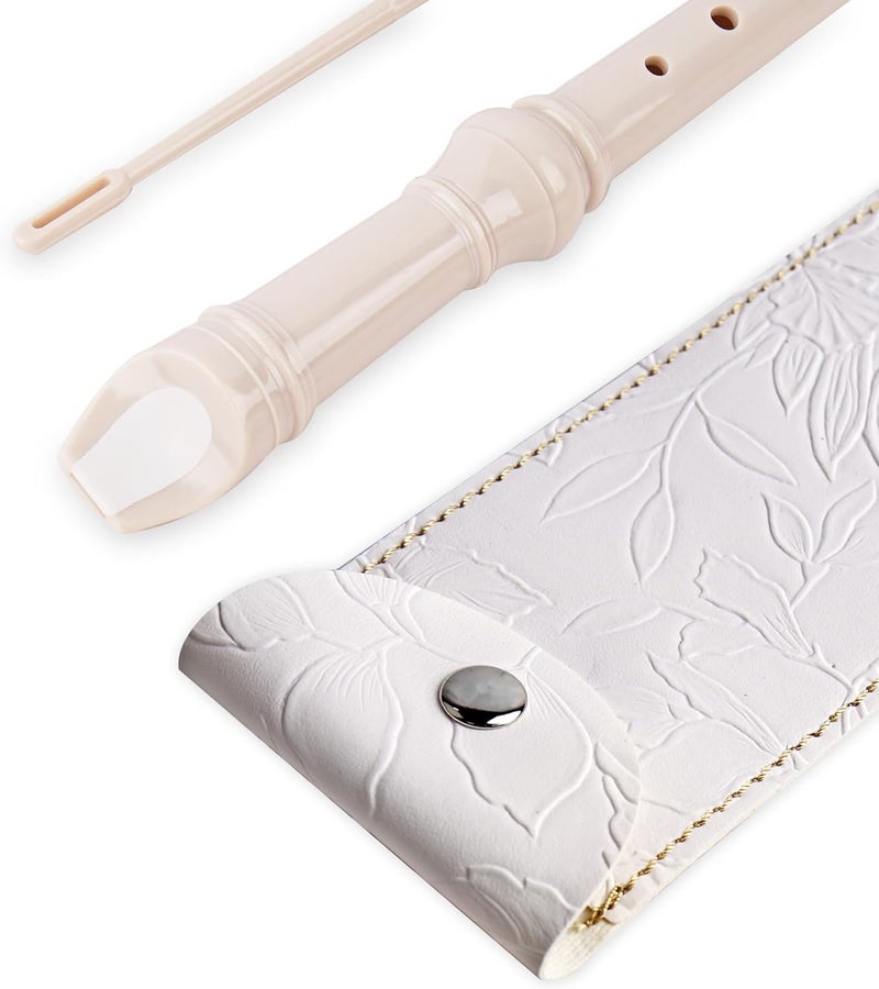 Haecsfl Recorder Instrument for Beginner Adults,8-Hole Soprano Descant Recorder Music Flute with with Cleaning Rod & Leather Case For Home Entertainment(2-Carved White) - Image 5